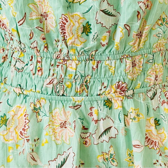 TORRID Clip Dot Blouse 100% Cotton Smocked Square Neckline Long Sleeve Lined - Picture 2 of 13